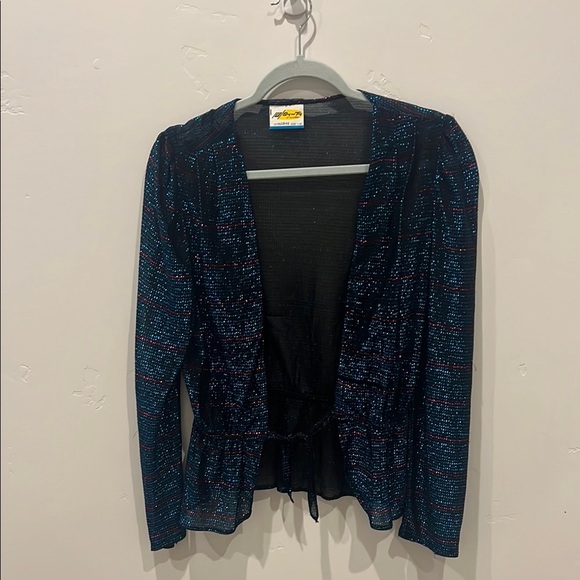 Vintage Surf and Turf Black and Blue Women's top - Picture 1 of 5